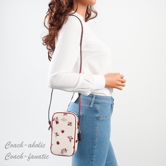 NWT Coach North South Zip Phone Crossbody With Ladybug Floral Print - Picture 3 of 12
